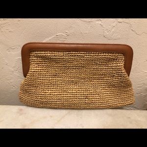Buji Baja Straw and leather Clutch